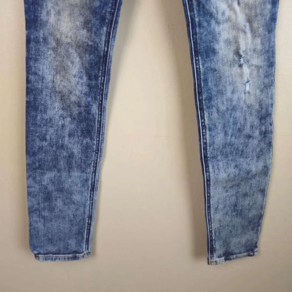 Express 2 High Rise Legging Light Blue Acid Wash Skinny Distressed Jegging Jeans